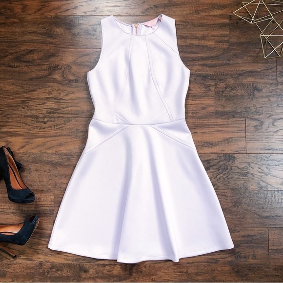 Ted Baker • Mitton Peplum Skater Dress lavender purple scuba lilac pastel - Picture 1 of 12
